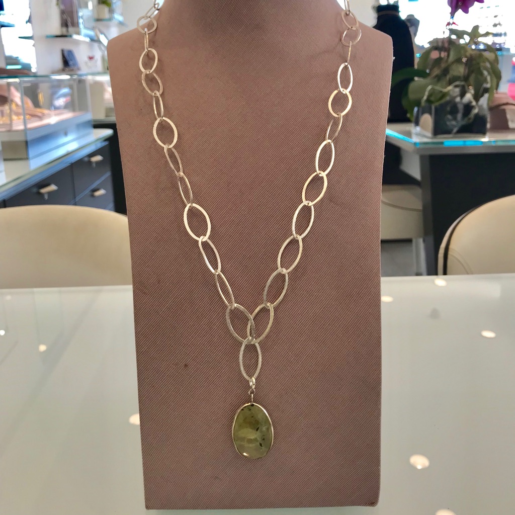 Stella And Dot Sterling Link Stone Drop Necklace 65$
